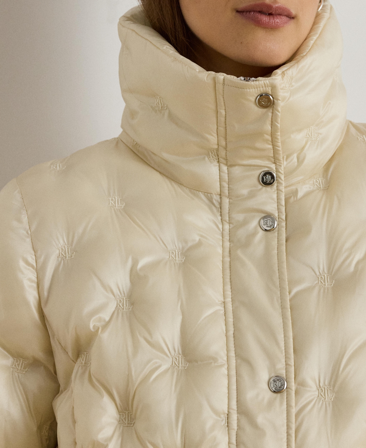Ralph Lauren Women's Embroidered Puffer Coat In Neutral
