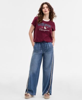 Juniors' Sporty Crewneck T-Shirt