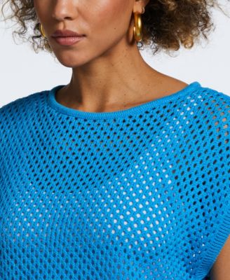 Petite Oversized Mesh Sleeveless Sweater