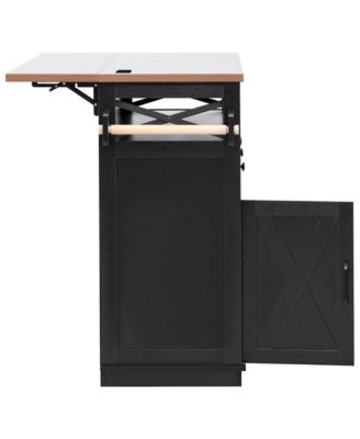 Farmhouse Kitchen Island Cart with Drop Leaf & Wheels