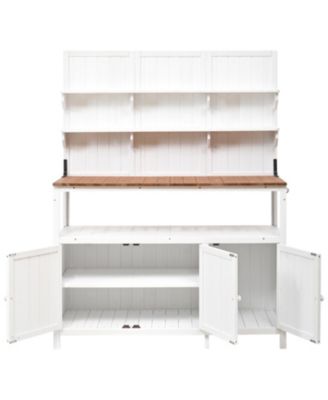 Fir Wood Potting Bench with Hutch