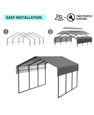 Heavy-Duty Metal Carport - 10x15 FT - Outdoor Garage Shelter