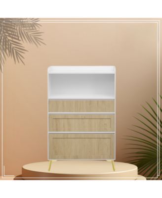 White Wood 3-Drawer Storage Cabinet