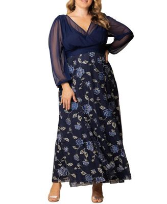 Plus Size Isabella Embroidered Mesh Formal Gown