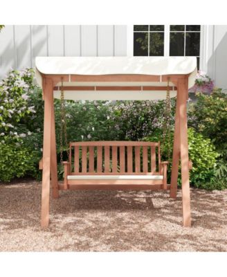 Outdoor 2-Seat Swing Bench w/ith A Frame and Sturdy Metal Hanging Chainsx