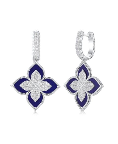 Украшения Suzy Levian New York Suzy Levian Sterling Cubic Zirconia Flower Clover Hanging Earrings
