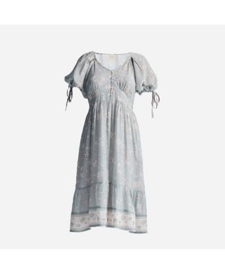 Women's Puff Sleeve Midi Dress