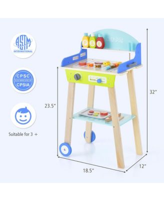 Kid's Pretend Barbecue Grill Play Set Toy BBQ Cooking Playset with Accessories