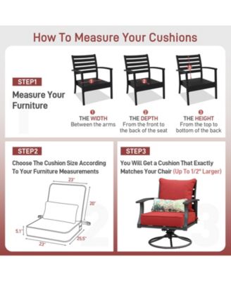 23'' x 26'' Outdoor Deep Seat Chair Cushion Set, Olefin Fabric, Slipcover with Sponge Foam, (Set of 2 Seats, 2 Backs, 2 Lumbar Pillows)