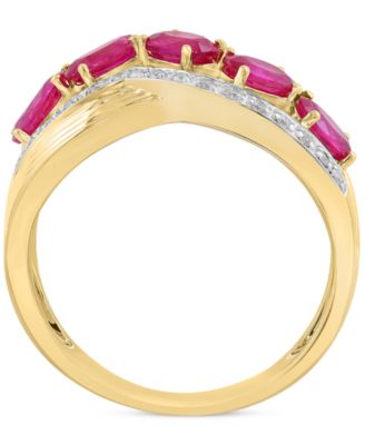 EFFY&reg; Ruby (2-3/8 ct. t.w.) & Diamond (1/6 ct. t.w.) Statement Ring in 14k Yellow Gold