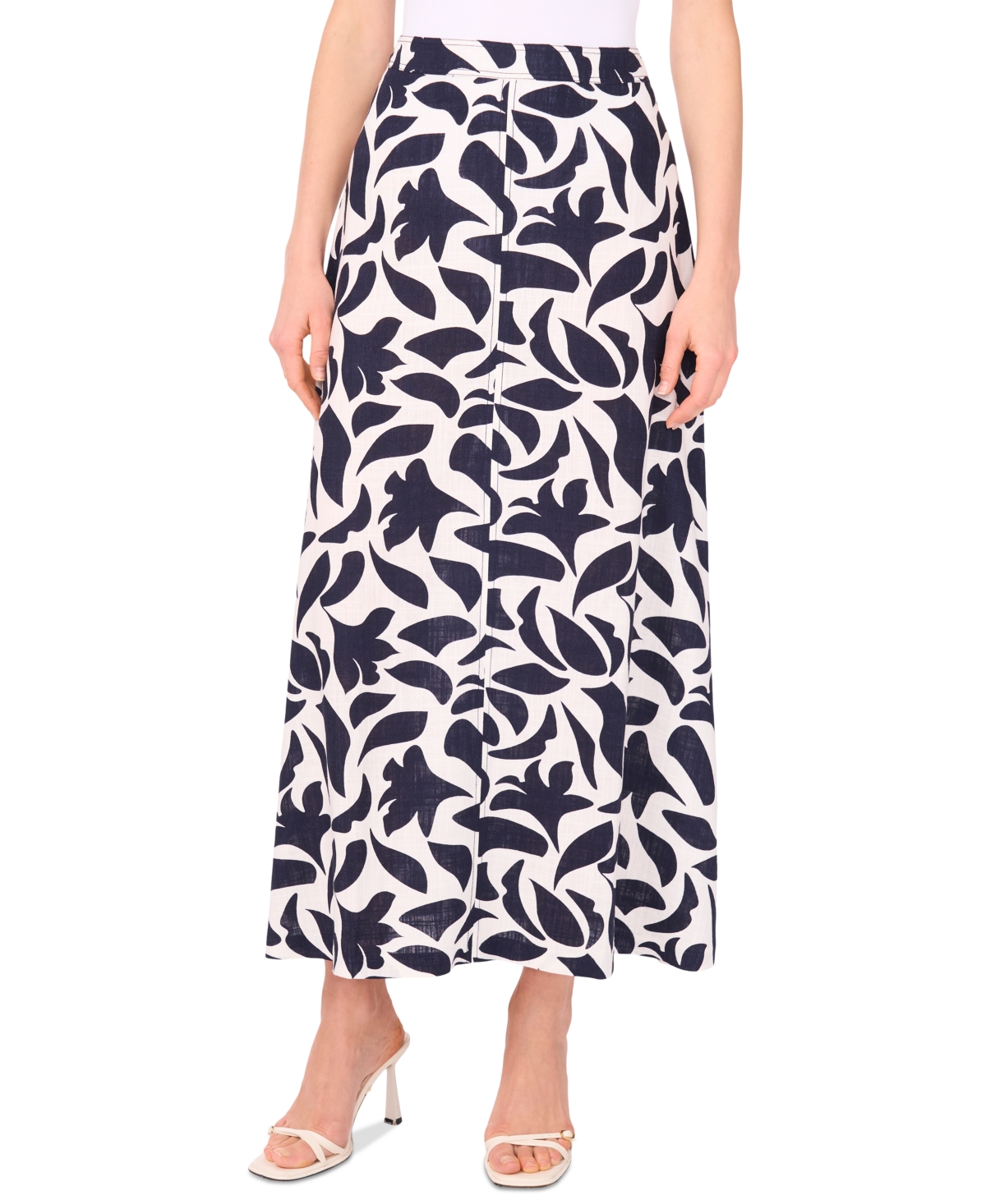 Women's Printed Seamed Maxi Skirt - Classic Navy