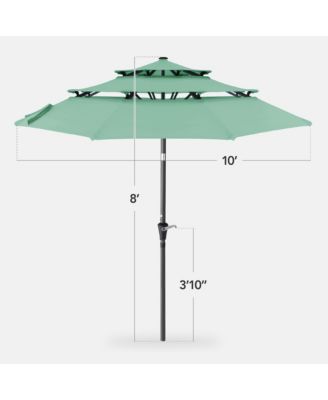 10ft 3-Tier Patio Umbrella, Market Sun Shade w/ Tilt Adjustment, Easy Crank