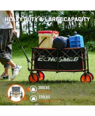 Collapsible Foldable Wagon with 300lbs Weight Cart Heavy Duty Folding Beach Wagon Cart with Wheels and Adjustable Handle for Camping Garden Sports Outdoor Activities Shopping