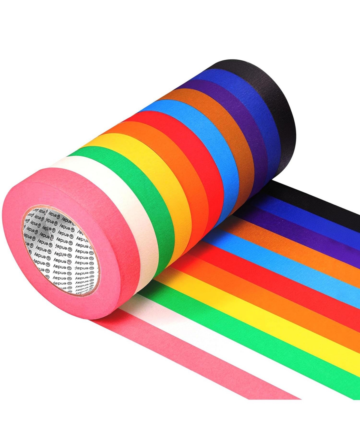 Colored Masking Tape (11 Pack) 1980 ft x 1 in - 1 Inch Wide x 180 Feet (60 Yards) per roll - Colored Masking Tape 1 inch, Painters Tape, Great f