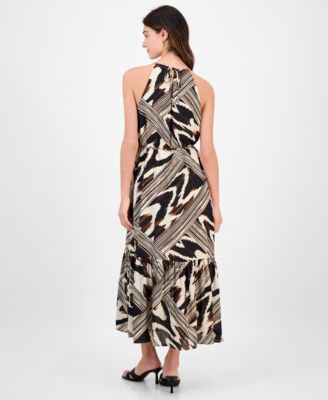 Women's Printed Halter-Neck Sleeveless Midi Dress