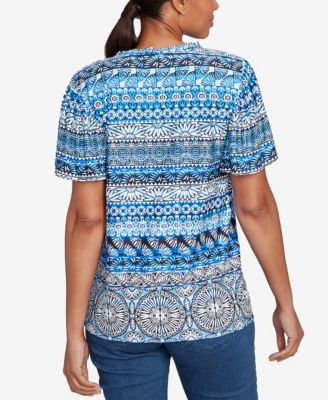 Petite Motif Stripe Embroidered Puff Print T-Shirt