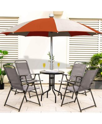 2pcs Patio Folding Sling Chairs Dining Armrest Backrest Outdoor Portable