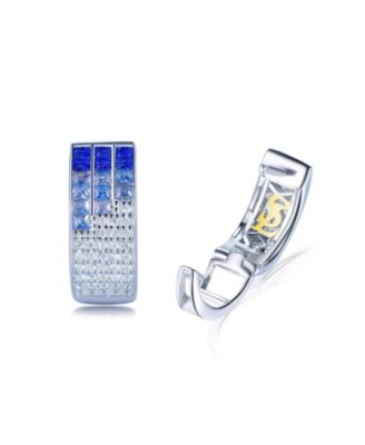 Suzy Levian Sterling Silver Invisible Set Cubic Zirconia Huggie Earrings