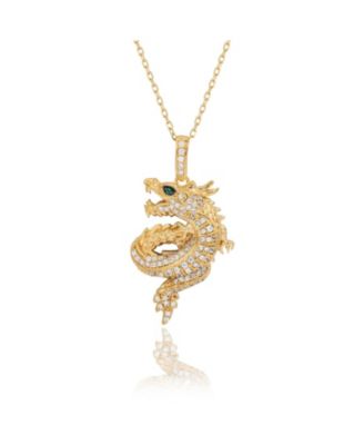 Suzy Levian Sterling Cubic Zirconia Dragon Pendant Necklace