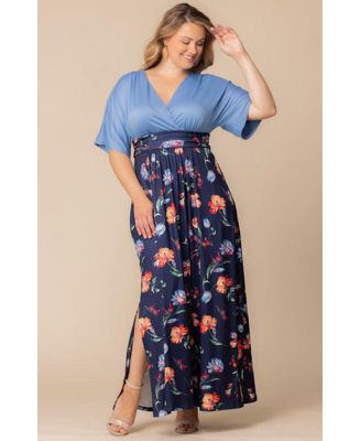 Plus Size Havana Color Block Maxi Dress