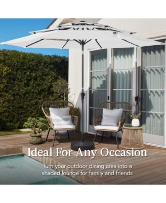10ft 3-Tier Patio Umbrella, Market Sun Shade w/ Tilt Adjustment, Easy Crank