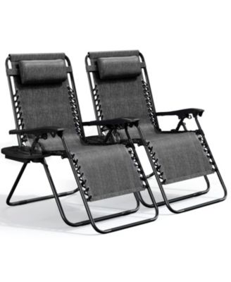 Outdoor Patio Zero Gravity Chair - Reclining Lounge Chairs with Pillows & Cup Holders