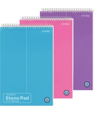 Steno Pads Spiral 6 X 9 Inches Gregg Rule White Paper 80 Sheets Steno Notebook For Writing In Pink Purple Green Blue Red Grey Color May Vary 3 P
