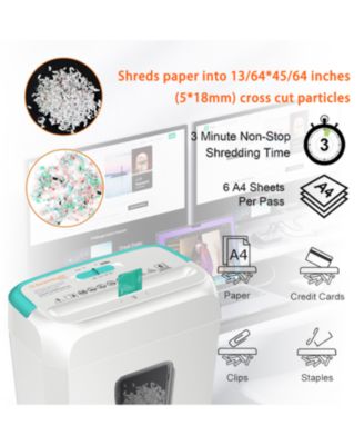 Secure Shredder, Home Office Shredder, high Security, 6-Sheet, Cross-Cut shredding for documents, Mail, Staples, Credit Cards, Equipped Convenient Handle, 3.4-Gallon Wastebasket, White & Blue
