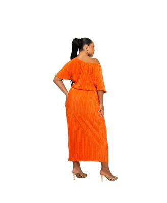 Women's Off-The-Shoulder Plisse Midaxi Dress