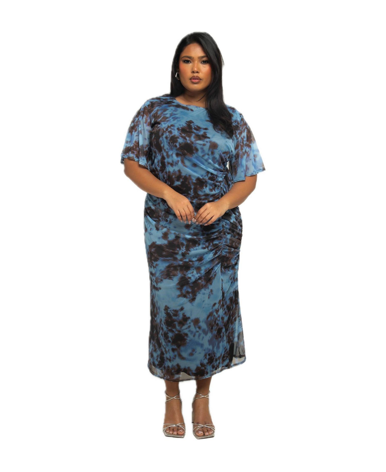Women's Abstract Print Mesh Midi Dress