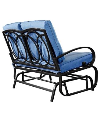 Glider Outdoor Patio Rocking Bench Loveseat Cushioned Seat Steel Frame