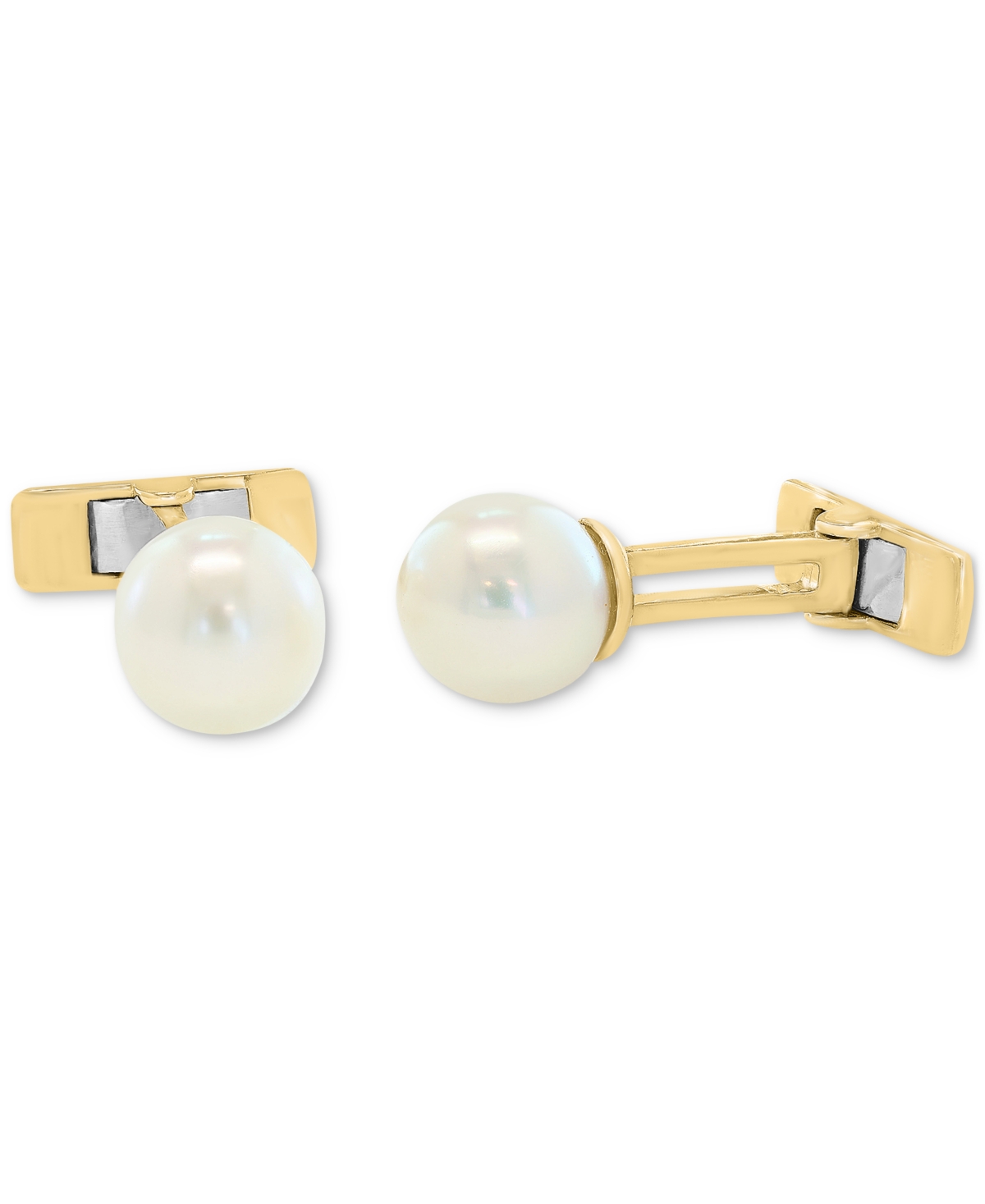 Effy Collection Effy Men's Cultured Freshwater Pearl (10mm) Cufflinks In 14k Gold-plated Silver In Gold