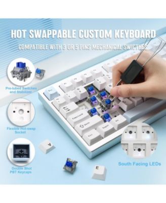 AL75 PRO 75% Wireless Mechanical Gaming Keyboard,Full Aluminum CNC,BT/2.4G/Wired,PBT Keycaps,Gasket Mounted Hot Swap,Custom RGB Backlight, Programmable for Mac/Win(Blue Grey Tactile)