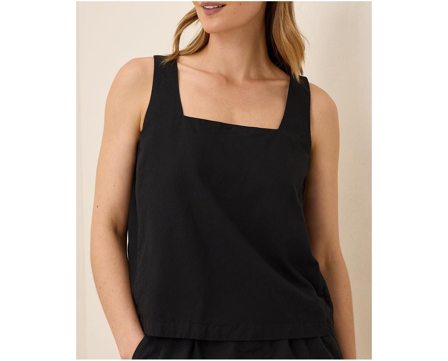 Women's Organic Cotton Canopy Linen Blend Square Neck Tank