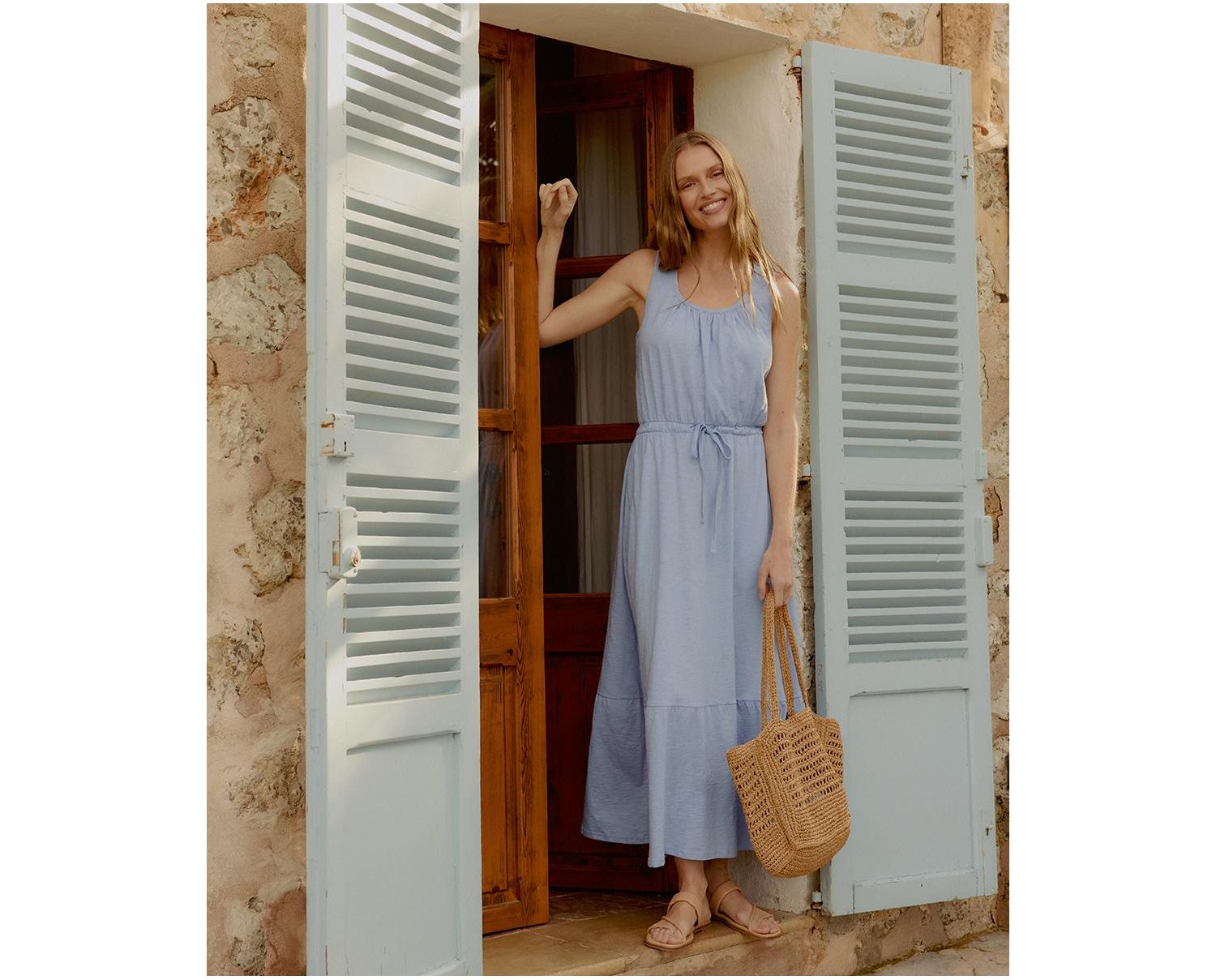 Women's Organic Cotton Relaxed Slub Tank Maxi Dress