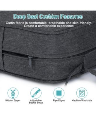 23'' x 26'' Outdoor Deep Seat Chair Cushion Set, Olefin Fabric, Slipcover with Sponge Foam, (Set of 2 Seats, 2 Backs, 2 Lumbar Pillows)