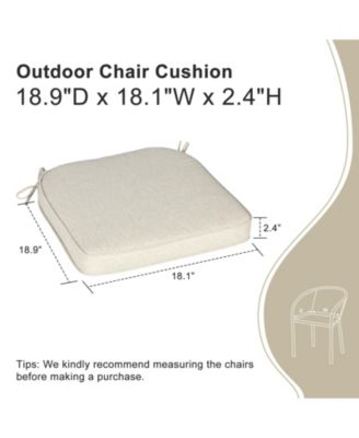 Outdoor Dining Chair Cushions Set of 4, Waterproof Patio Furniture Seat Cushions, Outdoor Chair Pads with Ties, 18 x 19 inch
