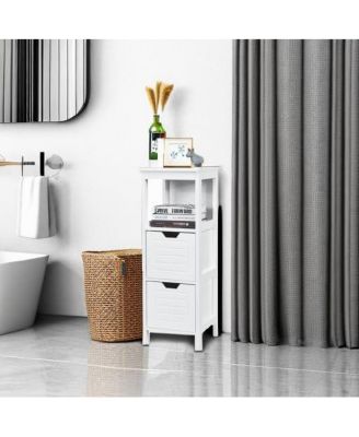 1-Pc. Wooden Bathroom Floor Cabinet with Multifunction Storage Rack and Organizer Stand