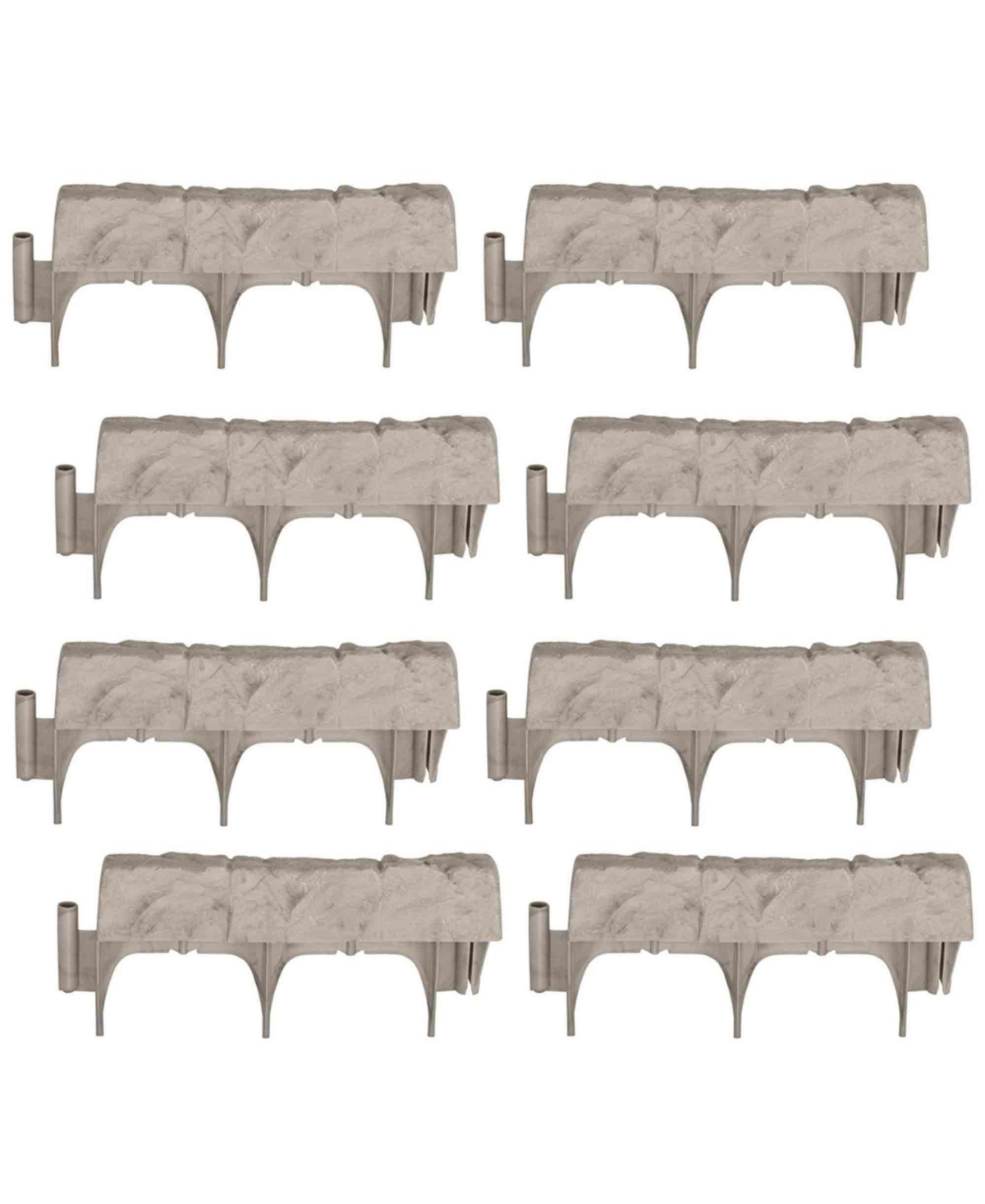 10 Piece Landscape Design Border Decorative Rock Stone Edging (8 Pack) - Gray