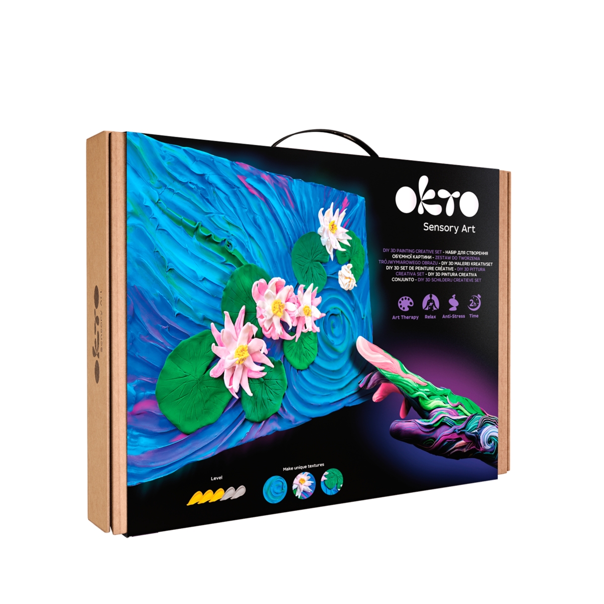 Okto Sensory Art 3D Painting &#x201C;Water Lilies&#x201D; &#x2013; 11.8&#x201D; x 15.7&#x201D; Canvas Kit