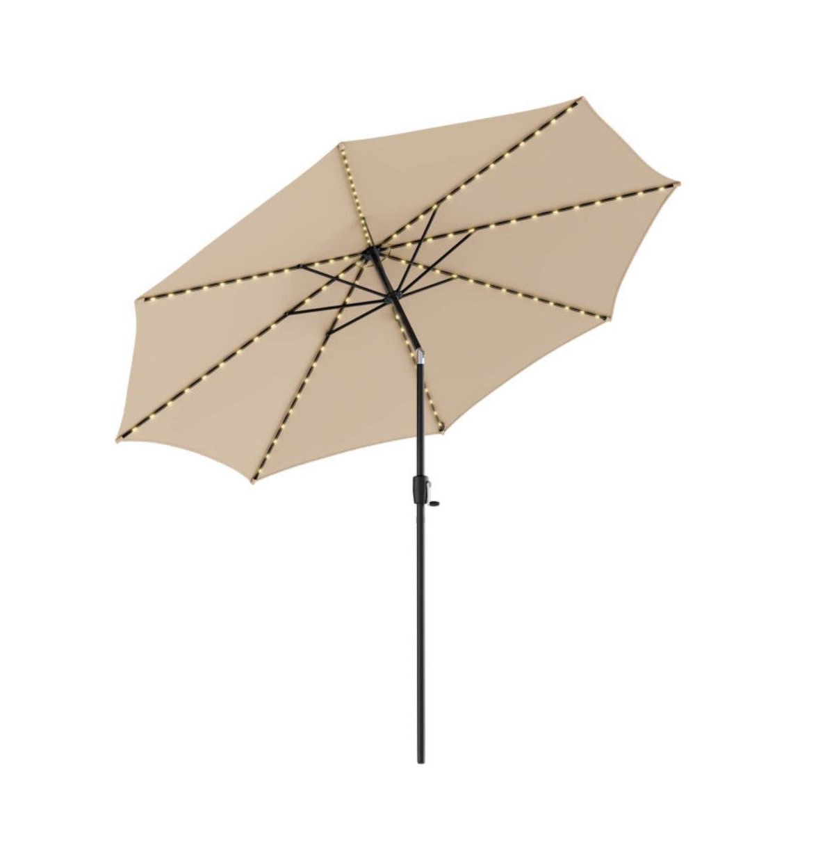 10 Feet Patio Umbrella with 112 Solar Lights and Crank Handle - Wine
