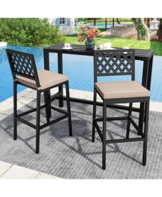 4 PCS Outdoor Bar Stools 27   Counter Height Barstools w/ Removable Cushions