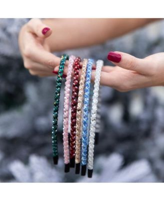 Thin Beaded Headband Set - Blue + Silver