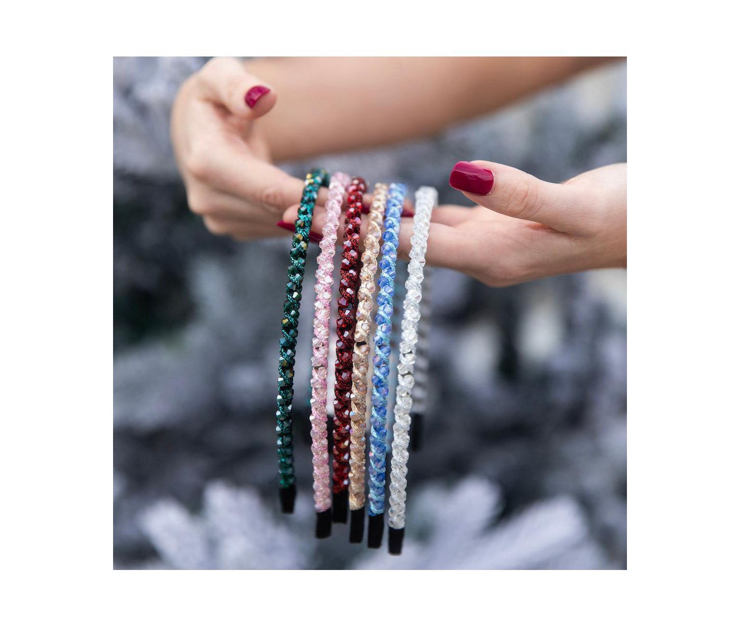 Женские аксессуары Headbands of Hope Thin Beaded Headband Set - Blue + Silver, цвет: Синий серебряный — фото 7