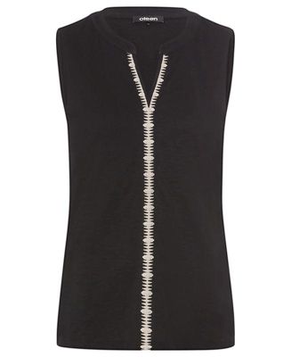 Women's Sleeveless Embroidered Detail Top