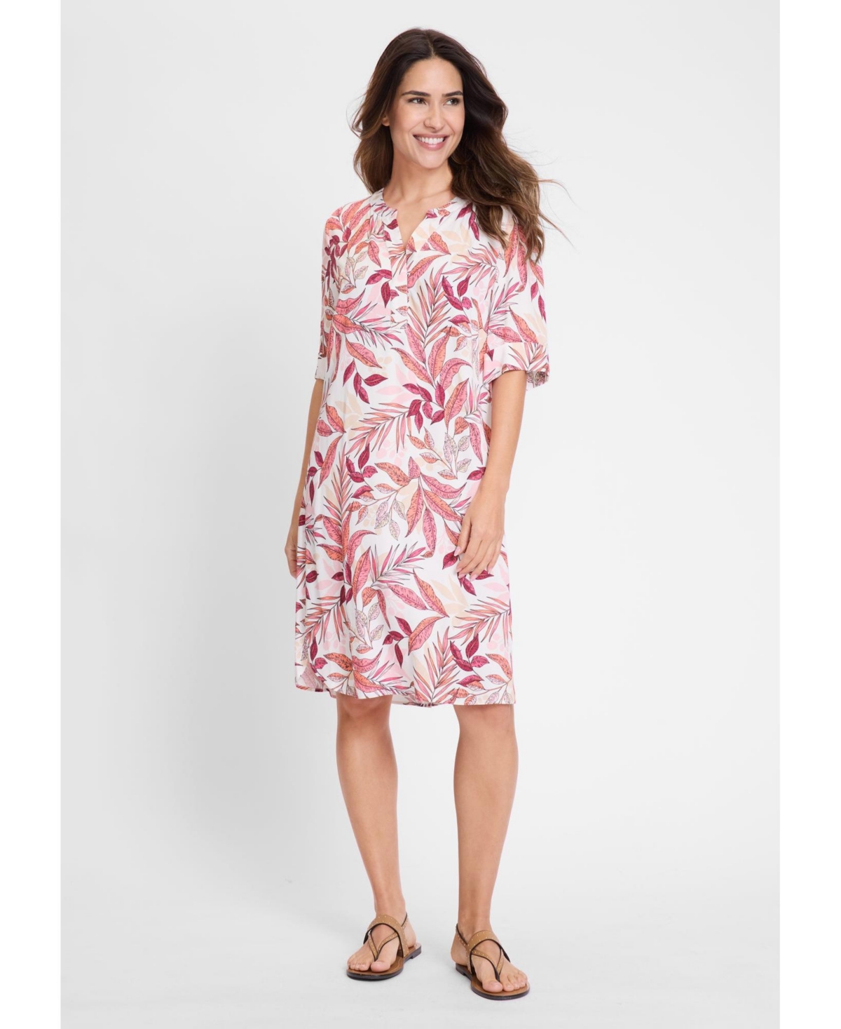 Women's Short Sleeve Tunic Dress - Desert rose