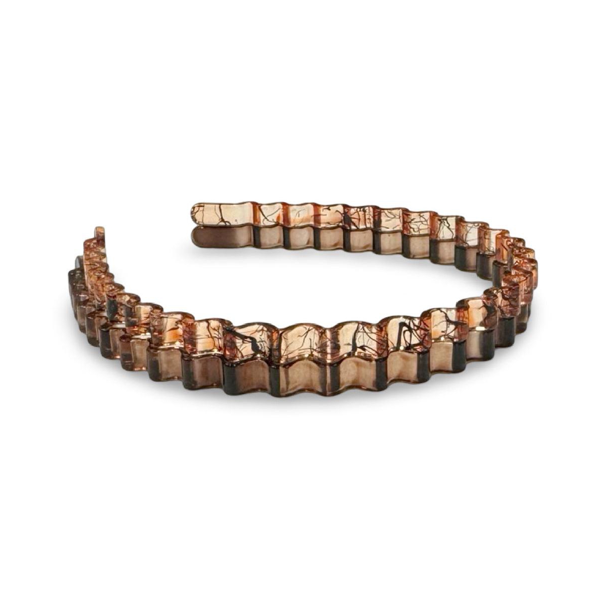 Thin Wavy Headband Set - Brown Shades - Brown
