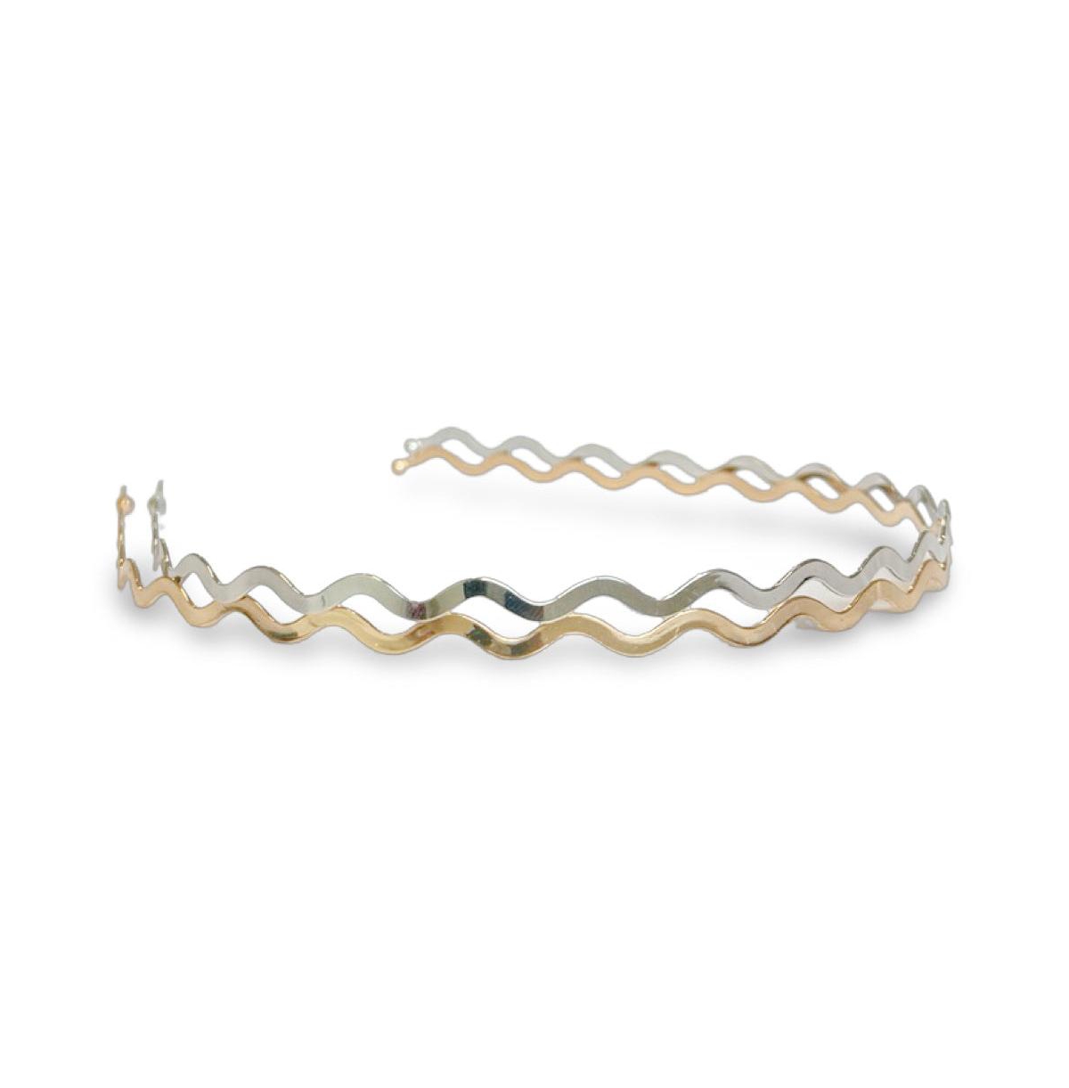 Wavy Metallic Headband Set - Gold + Silver - Metallic