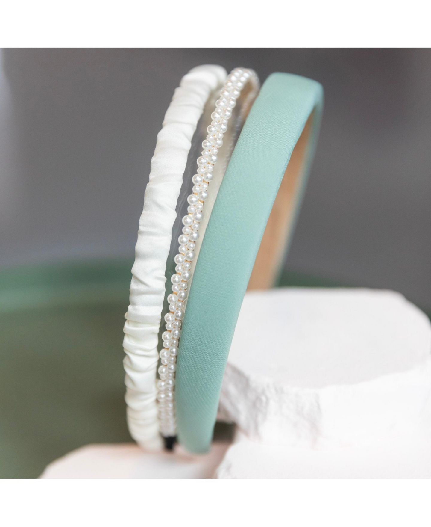 Женские аксессуары Headbands of Hope Classic Headband Set - Green + Cream + Pearl, цвет: Зелёный — фото 6