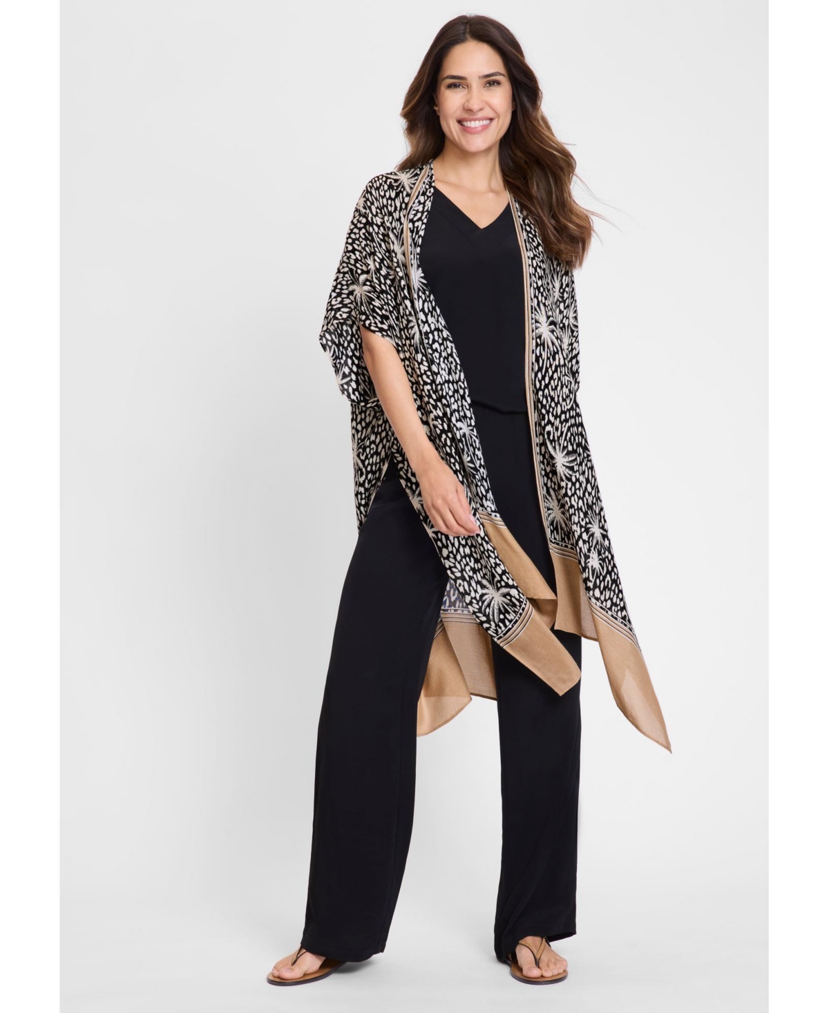 Tropic Mix Print Duster - Black